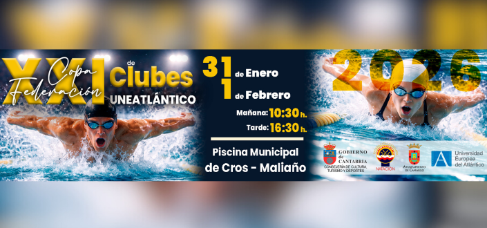 UNEATLANTICO et la Fédération cantabrique de natation collaborent à la XXIe Coupe de la Fédération des clubs